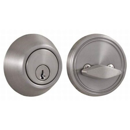 Keen Single Cylinder Deadbolt with Adjustable Latch & Deadbolt Strike, Satin Nickel KE2063859